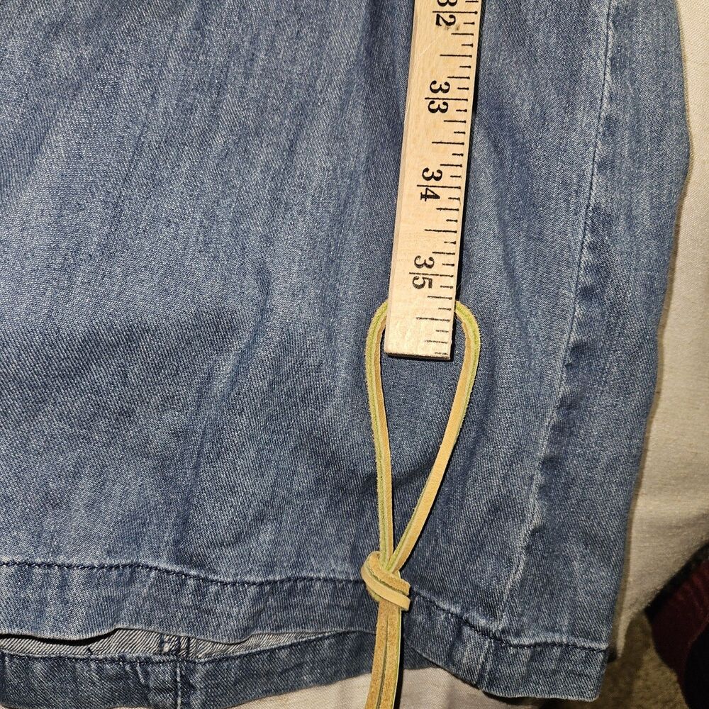 POPSUGAR Women’s Chambray Denim Long Dress Size M Tie Back Blue New Sleeveless - Picture 9 of 10